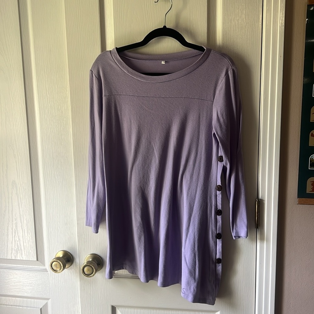 Lavender Women's Top with Button Accents